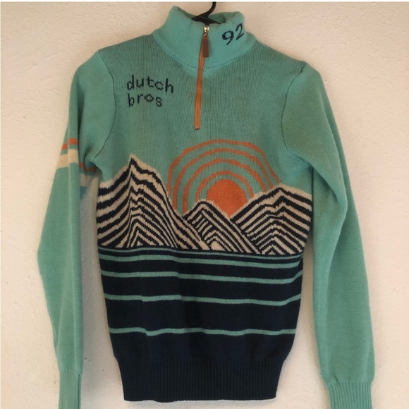 Medium (but runs small) — Dutch Bros Teal Apres-Ski —  1/4 Zip Sweater - Picture 1 of 1